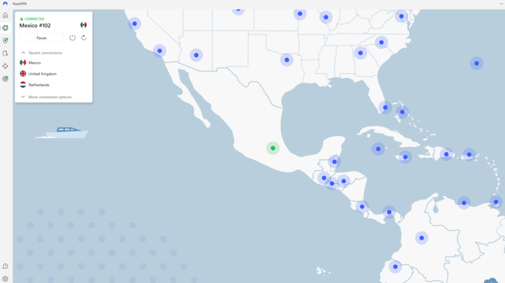 NordVPN connectÃ© serveur Mexique