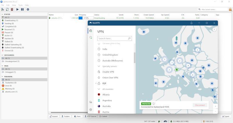 NordVPN together with torrent client