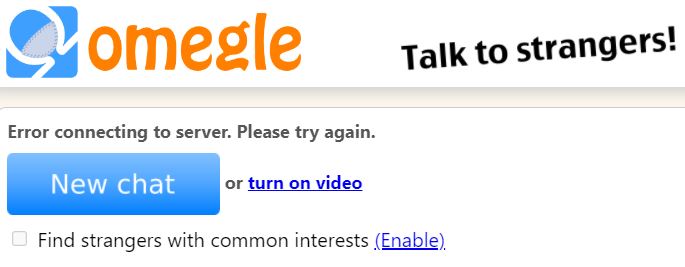 Message d'erreur d'Omegle