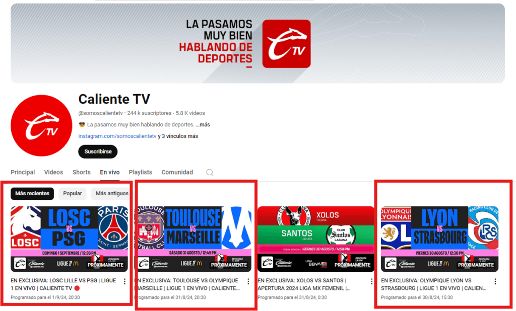Page accueil caliente TV avec VPN