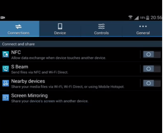 Android connections screenshot