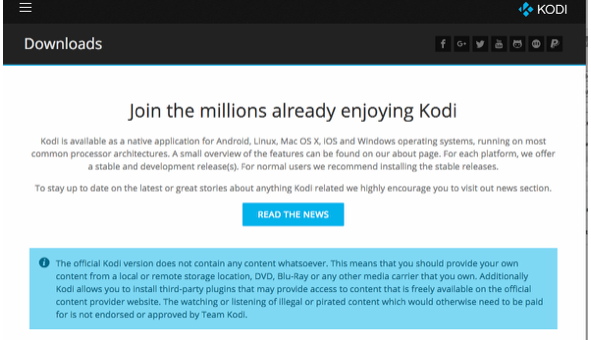 Kodi downloads window