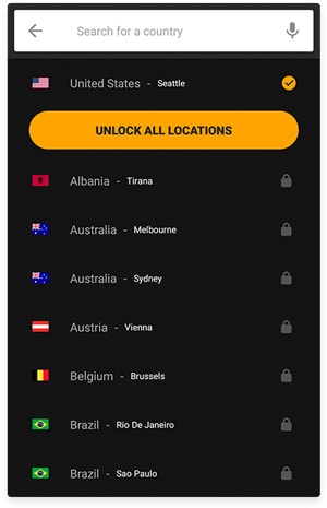VPNhub liste de serveurs
