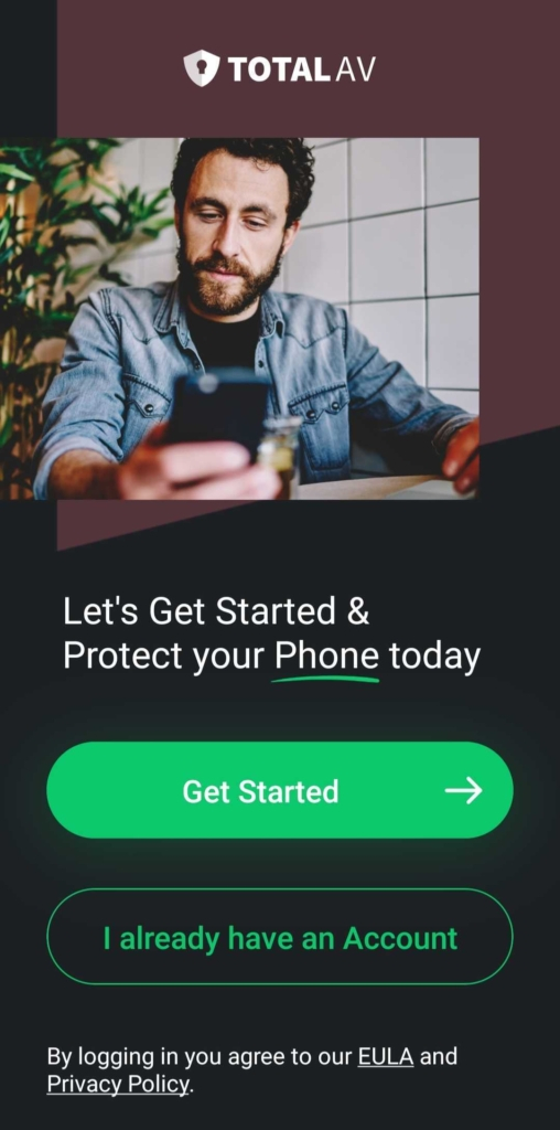 TotalAV create account on your phone