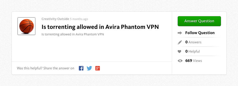 Avira Phantom VPN Torrenting