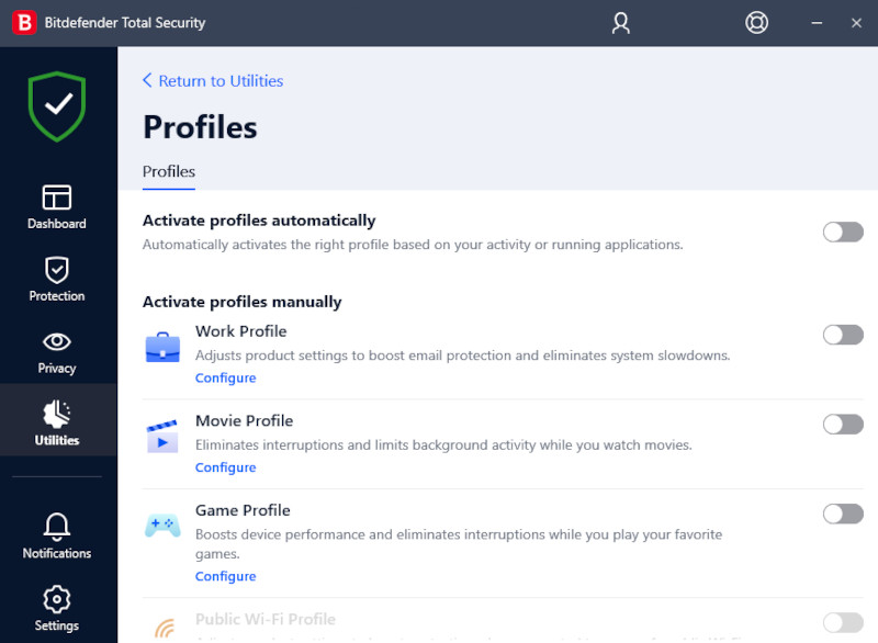 Bitdefender profiles