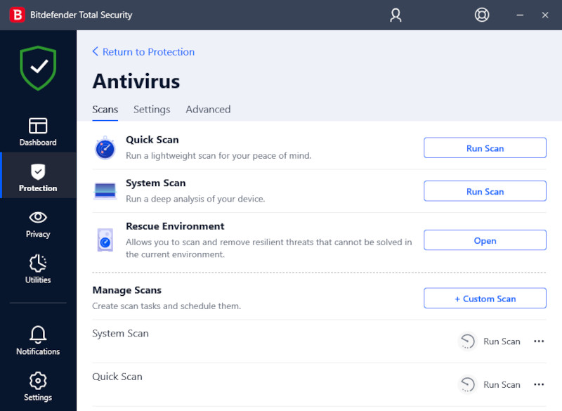 Bitdefender virus scan