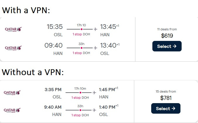 Cheaper flight tickets with VPN