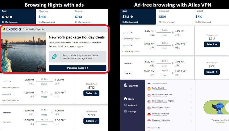 Ad-free flight browsing with Atlas VPN
