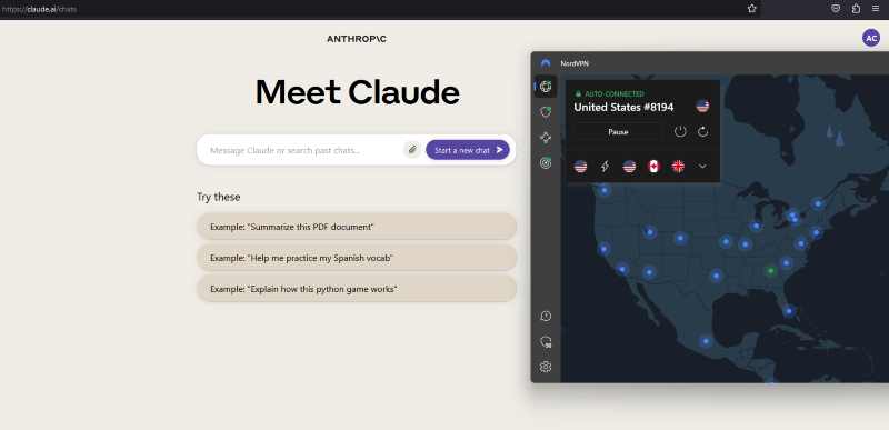 Claude 2 desbloqueado con NordVPN