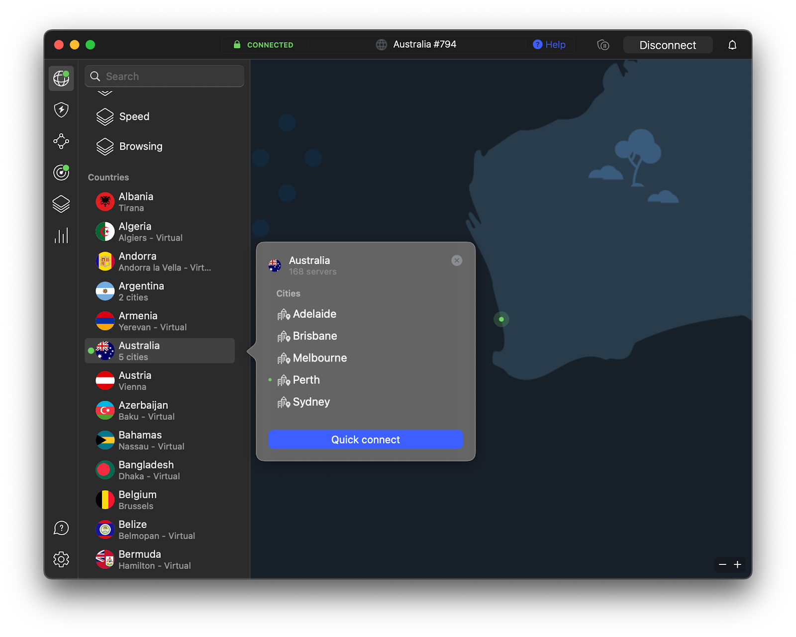connect to australian server