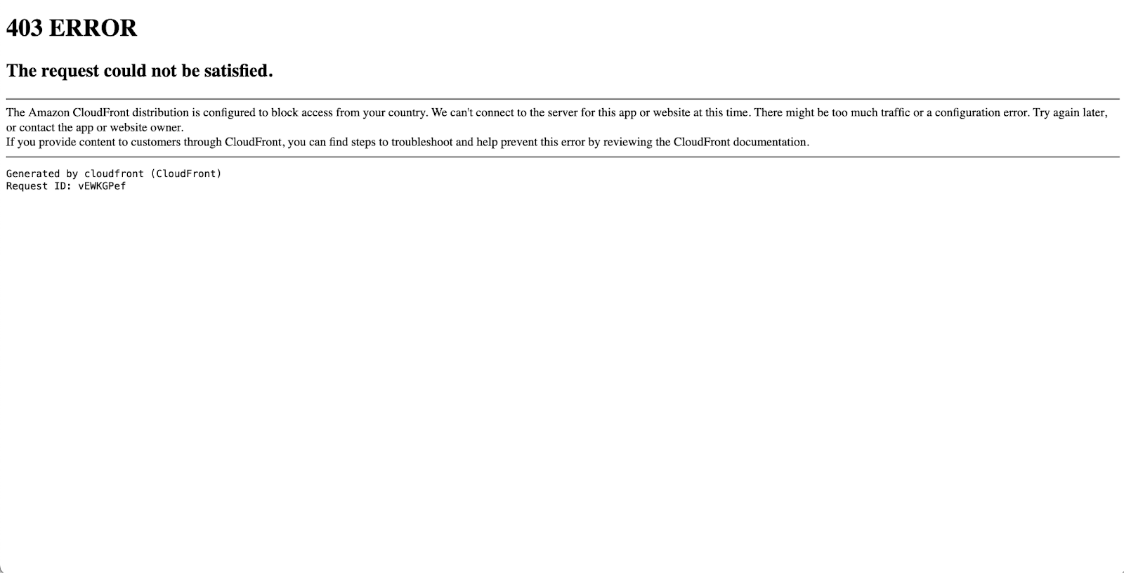 content unavailable error