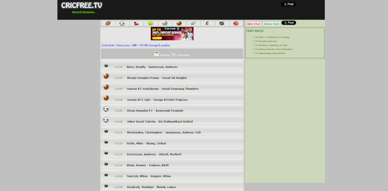 CrickFree NBA free streams