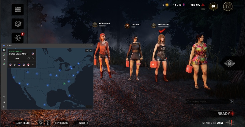 Dead by Daylight lobby with NordVPN