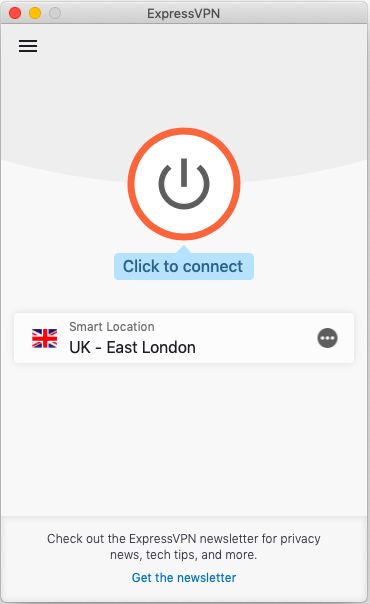ExpressVPN écran d'accueil