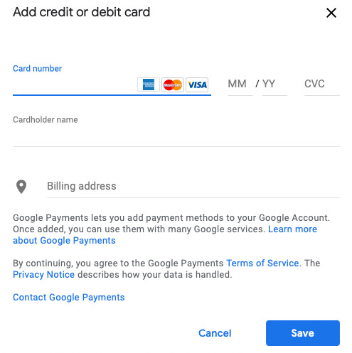 Google account billing