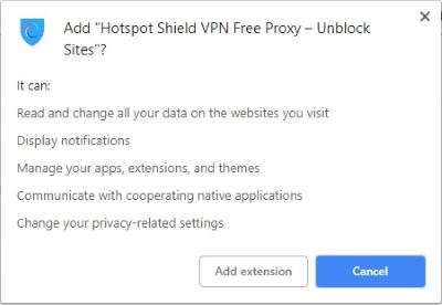 Hostpot Shield installation pour Chrome
