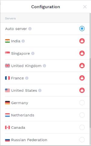 Hotspot Shield liste de serveurs pour Chrome