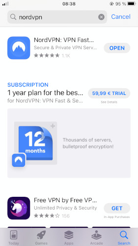iOS install NordVPN step 1