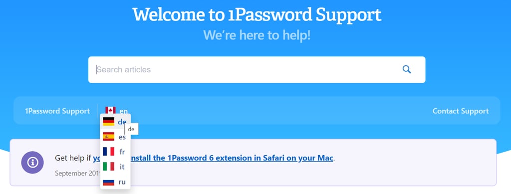 1Password customer support
