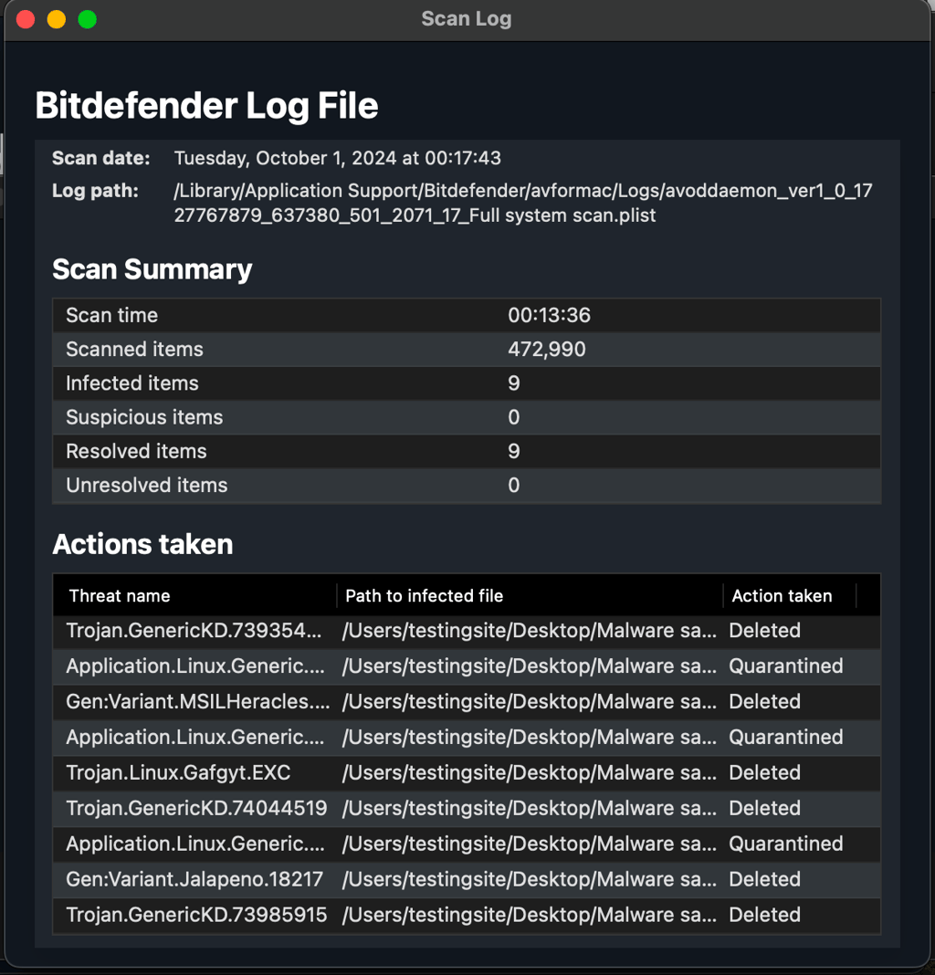 Bitdefender virus scan