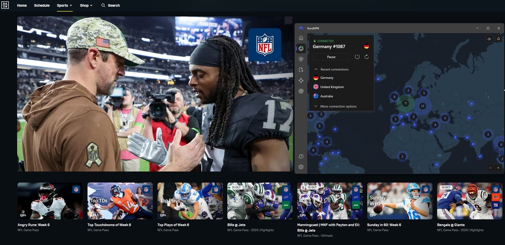 DAZN being accessed with NordVPN
