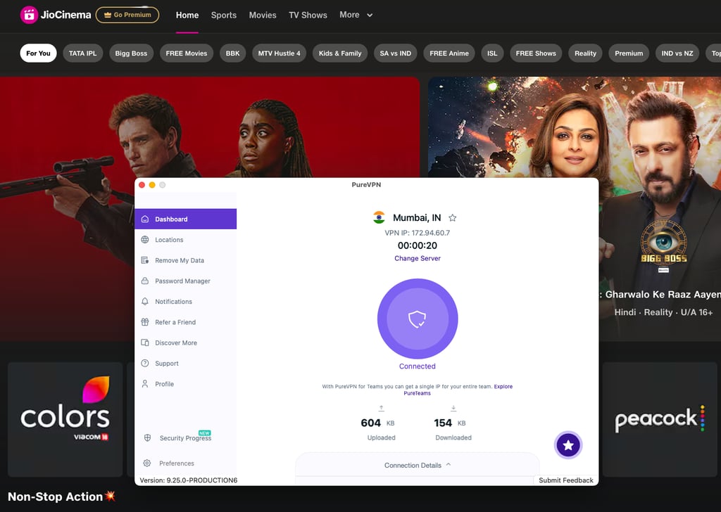 Unblocked Jio Cinema with PureVPN