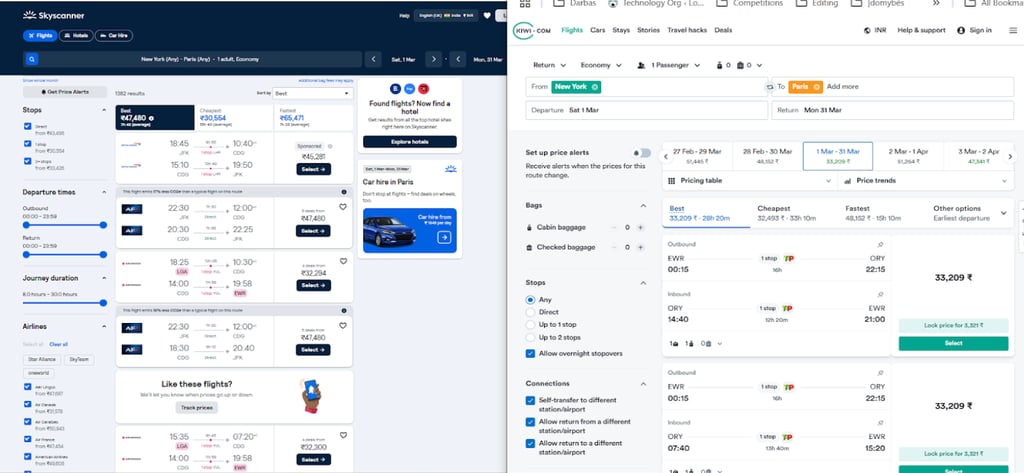 Flight prices with VPN connected