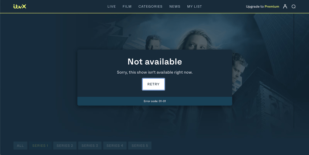 ITVX in Spain error message
