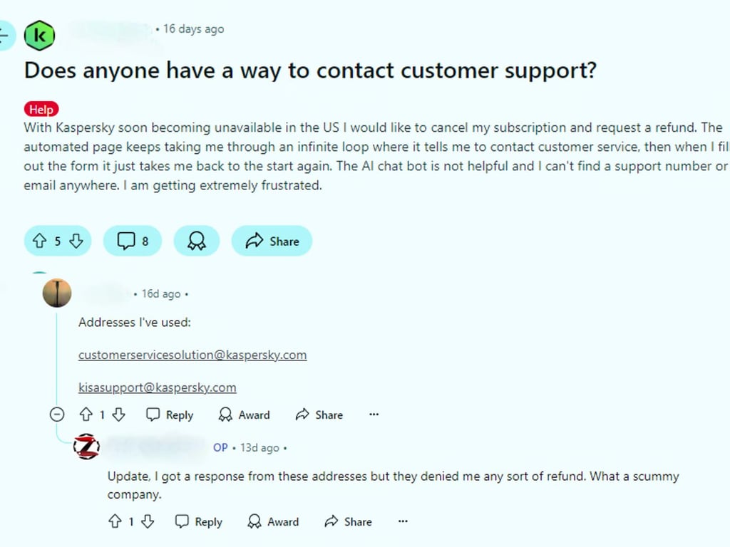 kaspersky customer support