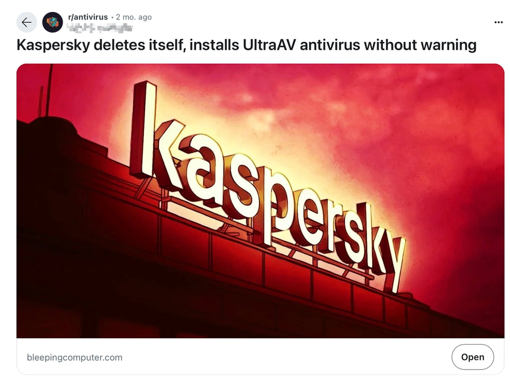 Kaspersky US government ban reddit