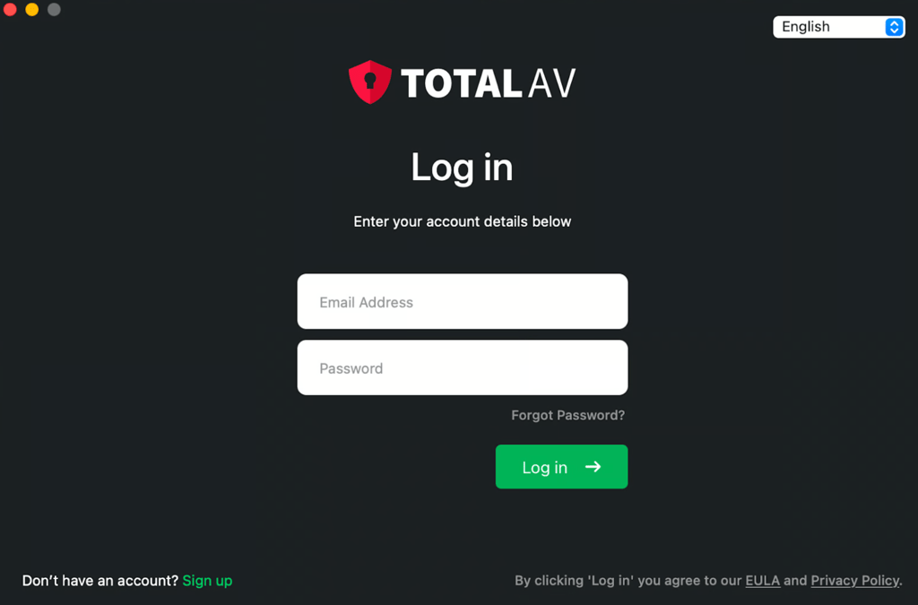 Login to TotalAV app