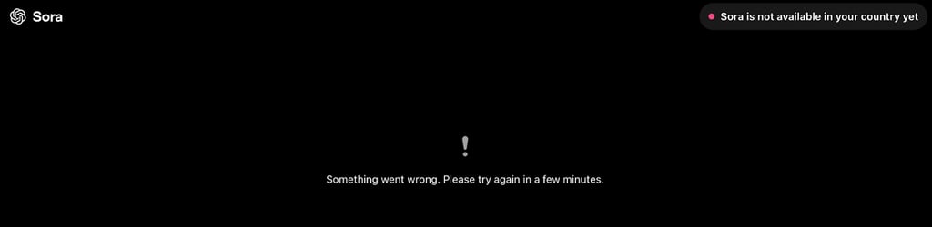 The error message shown to users outside the US who aren't using a VPN to bypass restrictions
