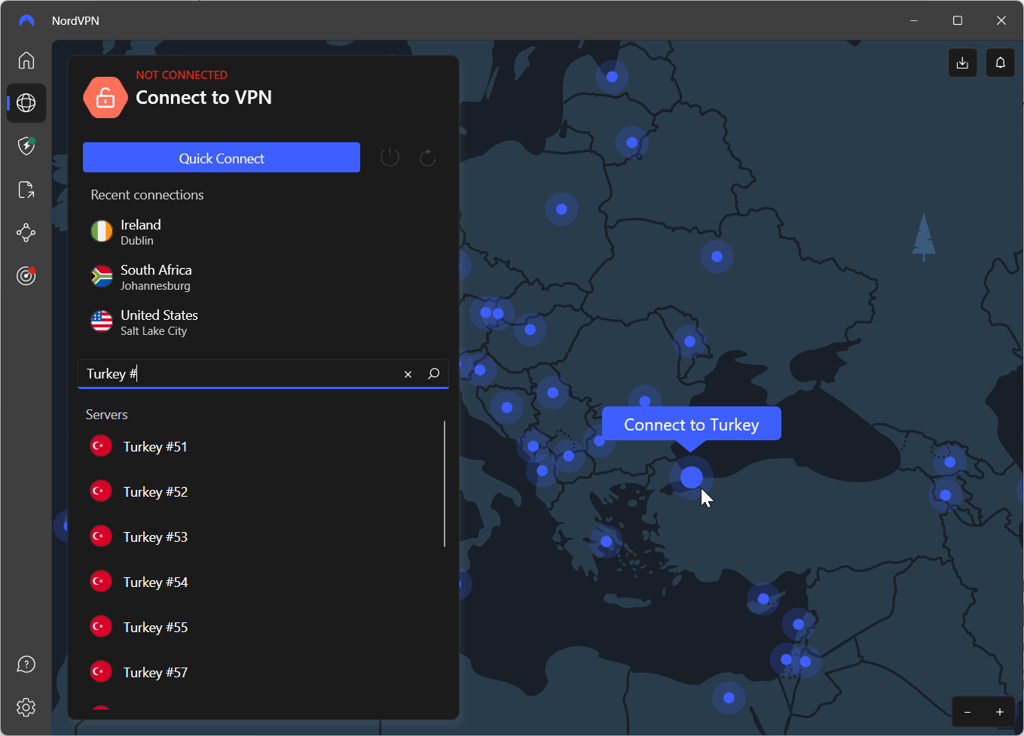 NordVPN servers in Turkey
