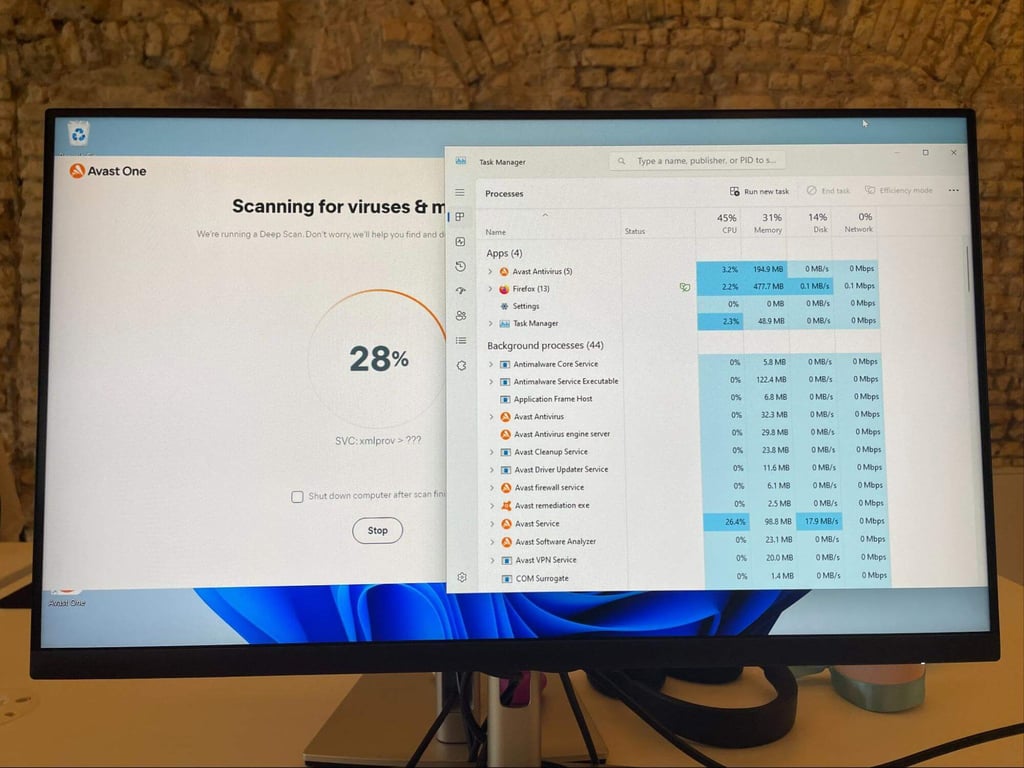 Avast Antivirus CPU and RAM usage during a scan