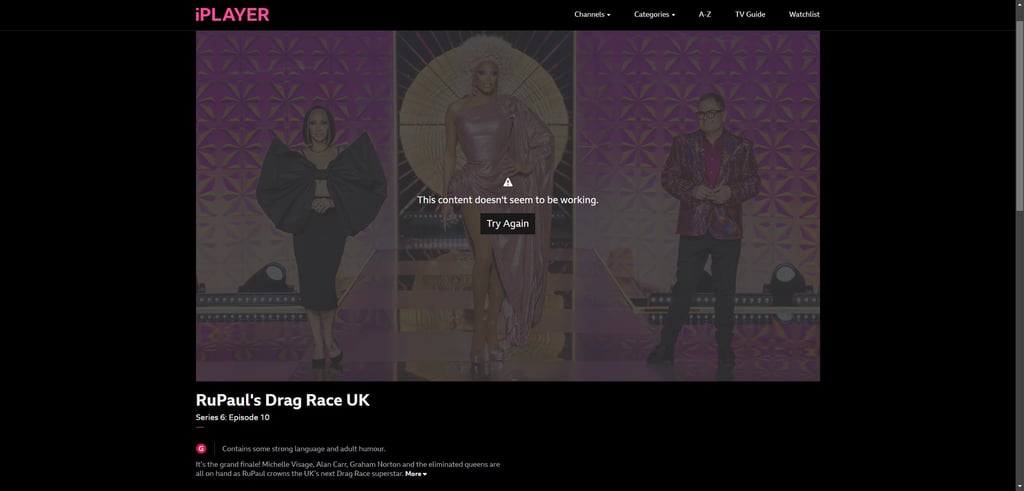 Drag Race BBC iPlayer Error