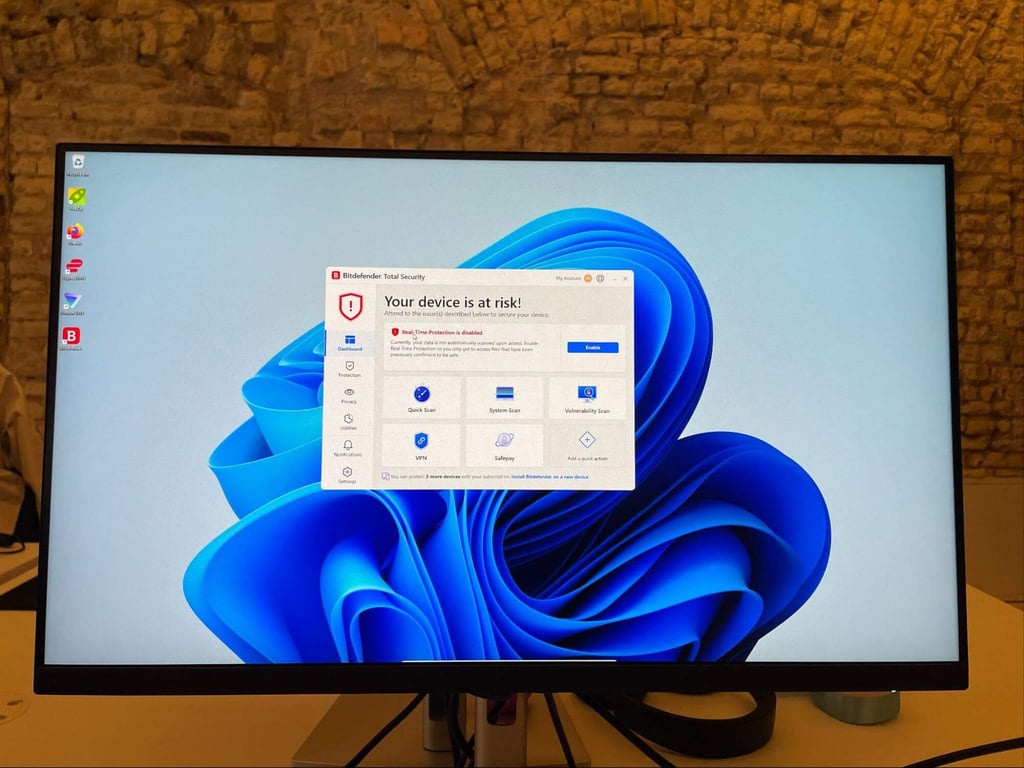 Bitdefender software running on Windows 11