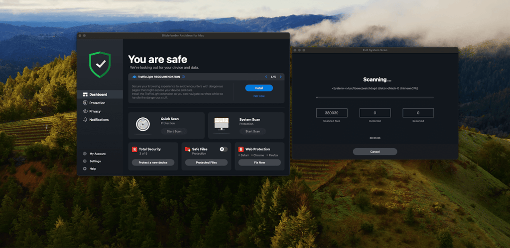 Bitdefender running a scan on my Mac