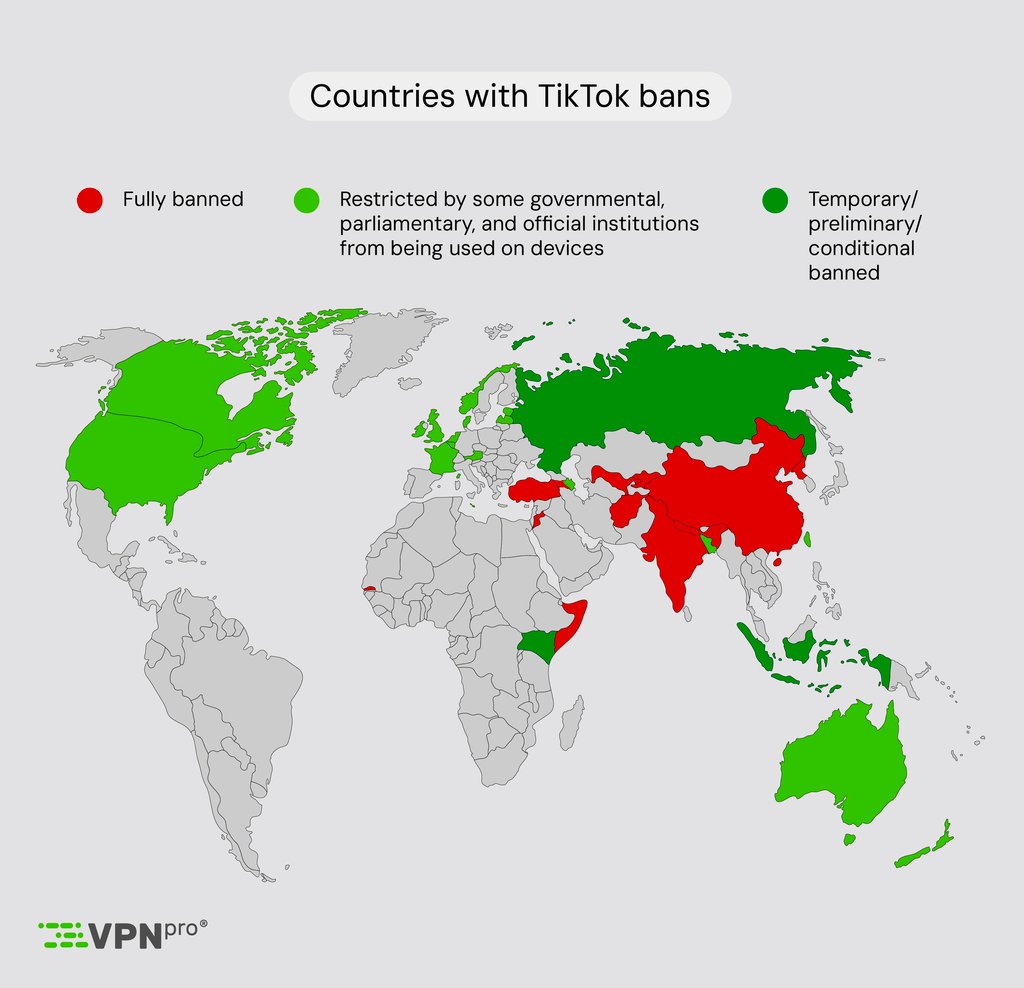 Countries where TikTok is banned