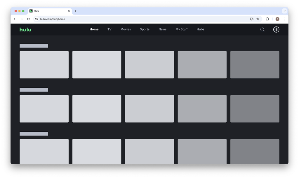 Hulu's main page not loading anything on macOS