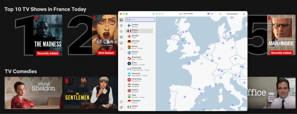 Stream French Netflix with NordVPN from anywhere