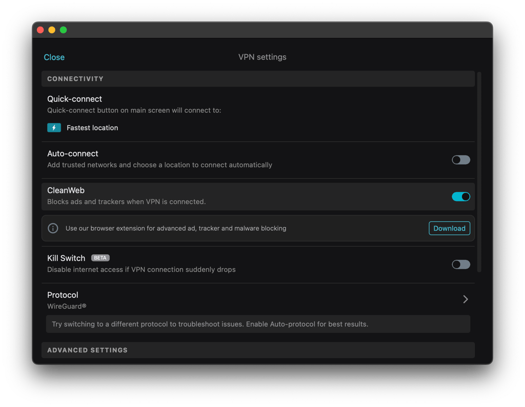 Surfshark's CleanWeb feature
