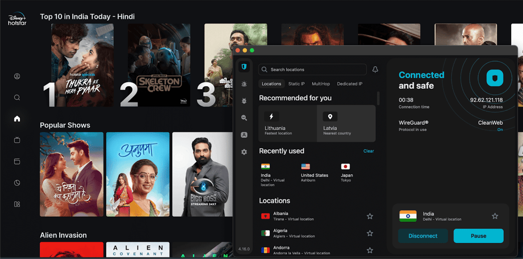 Disney+ Hotstar unblocked from the UK using Surfshark