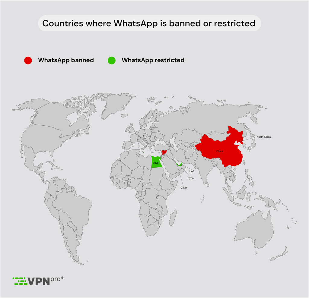 Countries where WhatsApp is banned or restricted