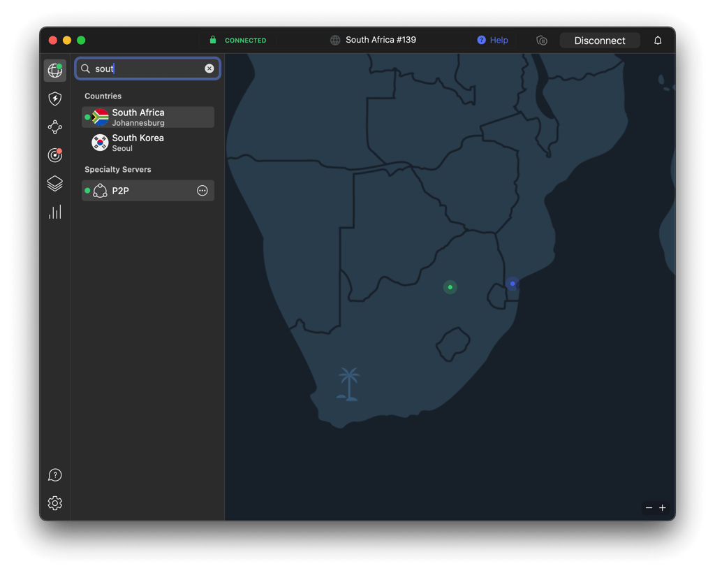 NordVPN servers in South Africa