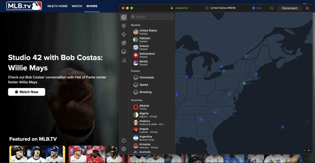 NordVPN MLB.TV