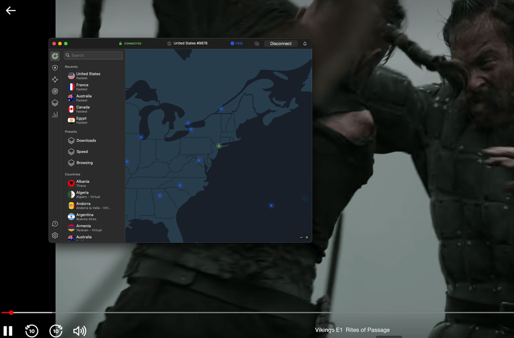 NordVPN's servers map