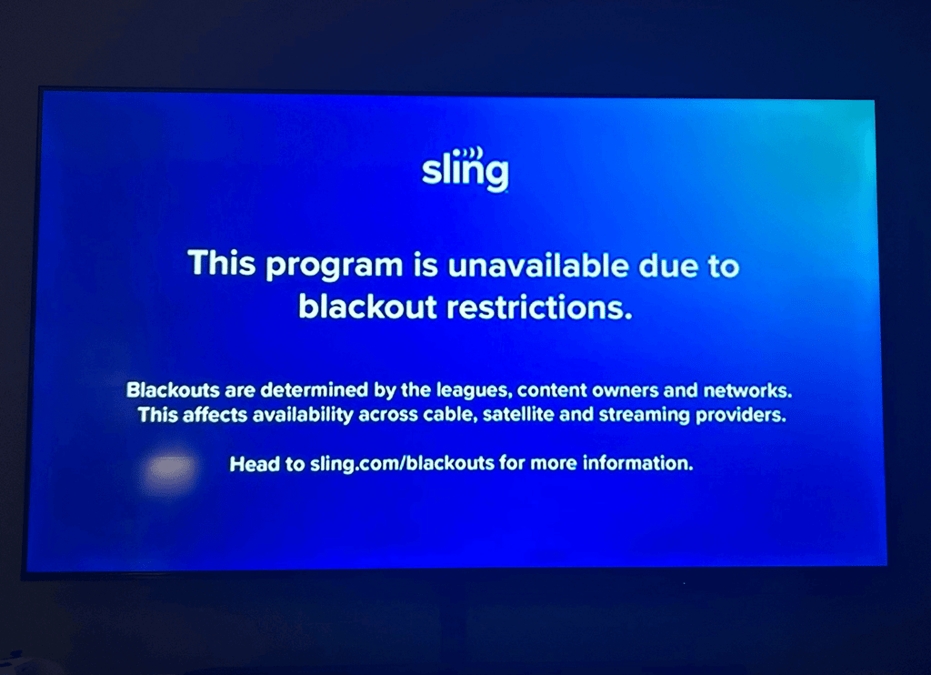 Sling TV blackout error