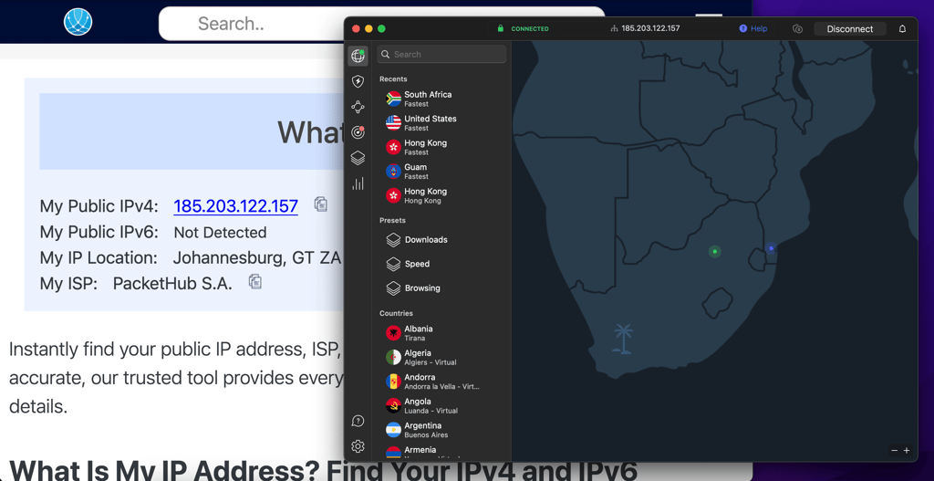 South African IP with NordVPN