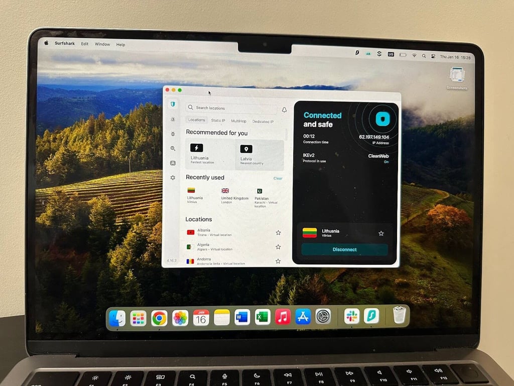 Surfshark desktop app interface